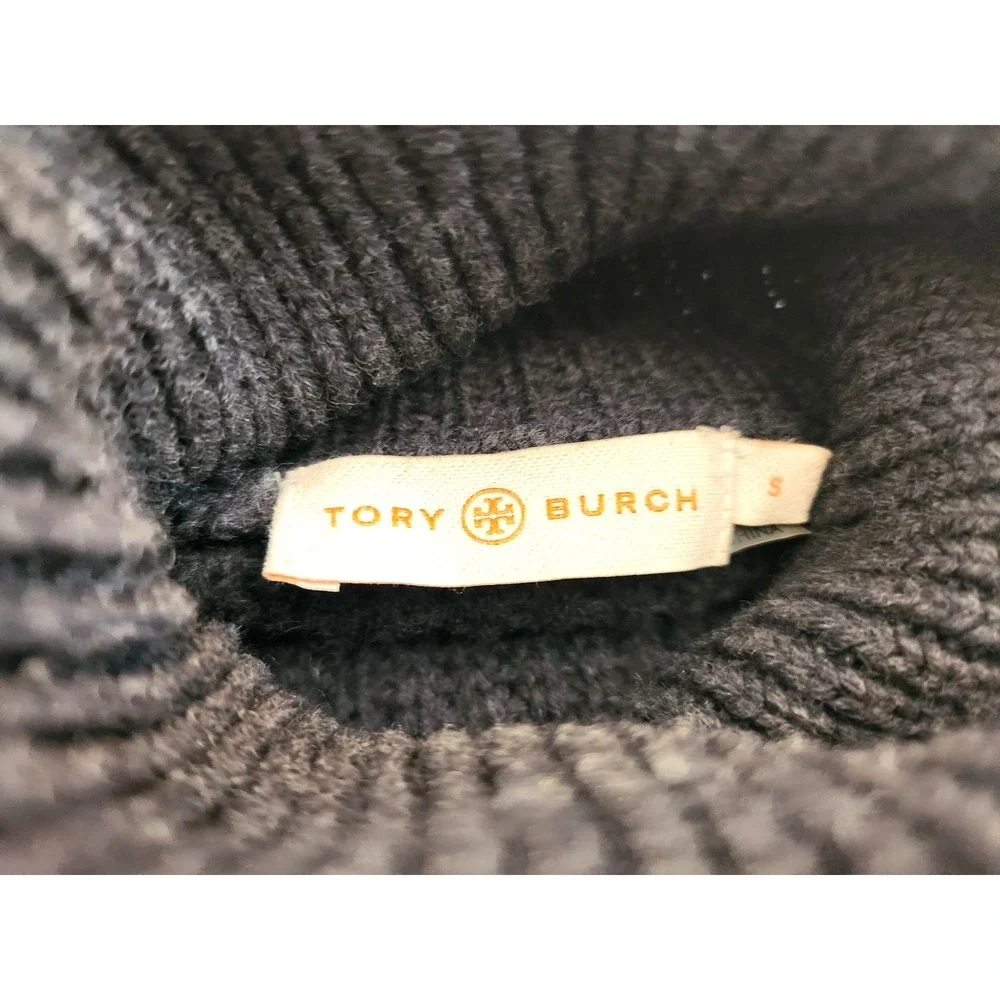 Tory Burch Trudy Chain Gray Embellished Merino Sweater Women's Sz Small  READ
